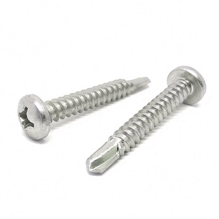 Boltsandnuts.Com Self-Drilling Screw, #6 x 1-1/2 in, Plain 410 Stainless Steel Pan Head Phillips Drive, 100 PK 6D150PPHDSSS/410/2-100